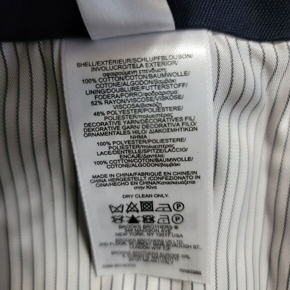 Brooks Brothers Navy Blue Mini Skirt Lace Trim Size 8 - Picture 6 of 8